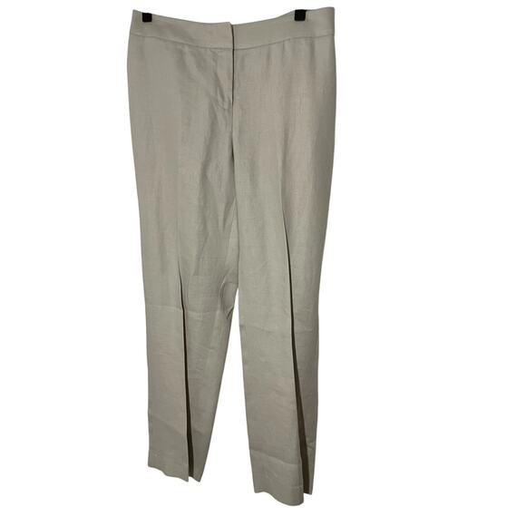Lafayette 148 Barrow Cream Barrow Linen Pleated Slacks SZ 4P Office Siren - Picture 2 of 8